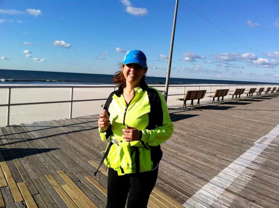 Hilary Running on the boardwalk before sandy