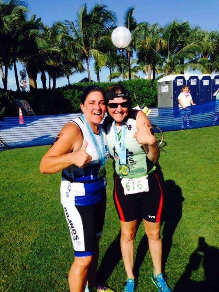 Marti and Hilary finish their first triathlon