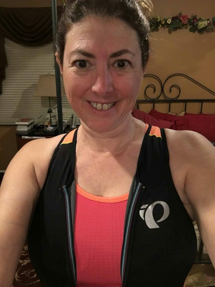 Hilary Topper wears Pearl Izumi one piece tri kit