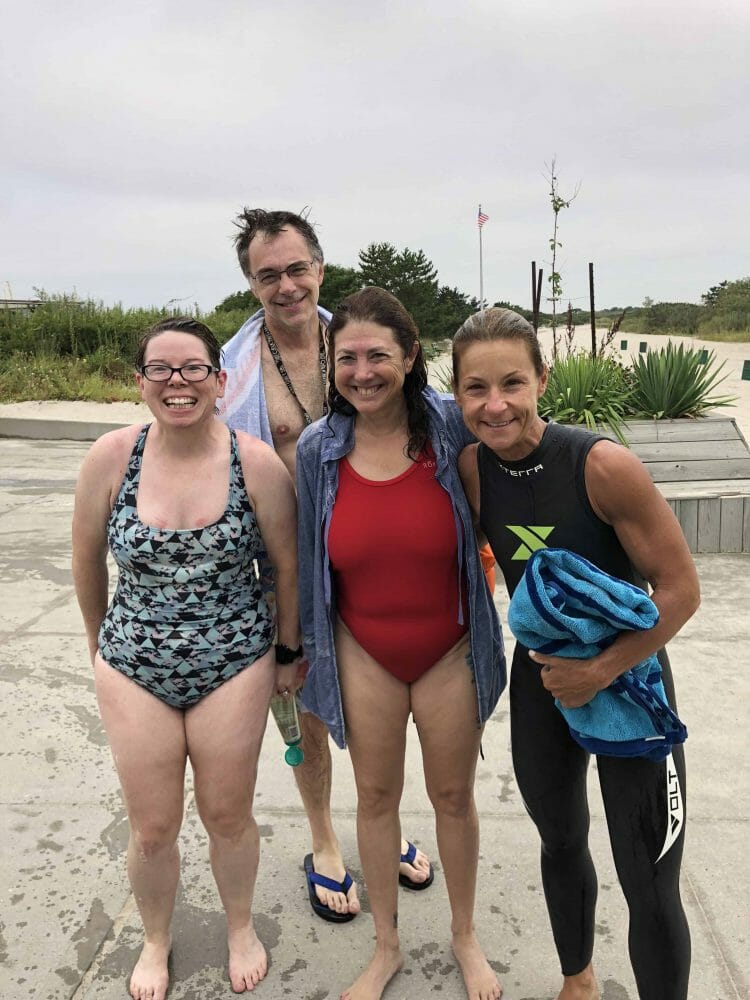 Jackie, Ray, Hilary and Lisa after open water