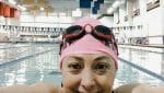 Hilary at the pool at the Aquatic Center in Eisenhower Park