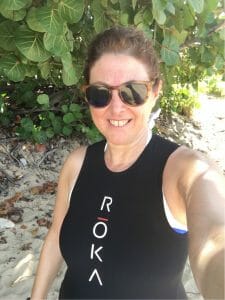 Hilary Topper wearing a Roka Swim Skin