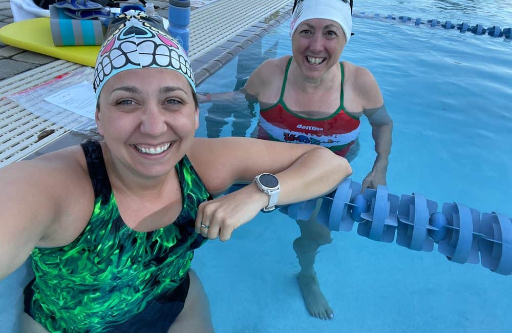 Kate Hughes and Hilary Topper at Lifetime Fitness Pool