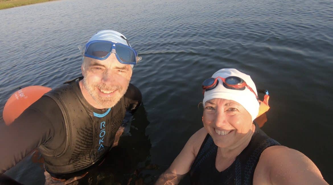 Ray and Hilary in the open water