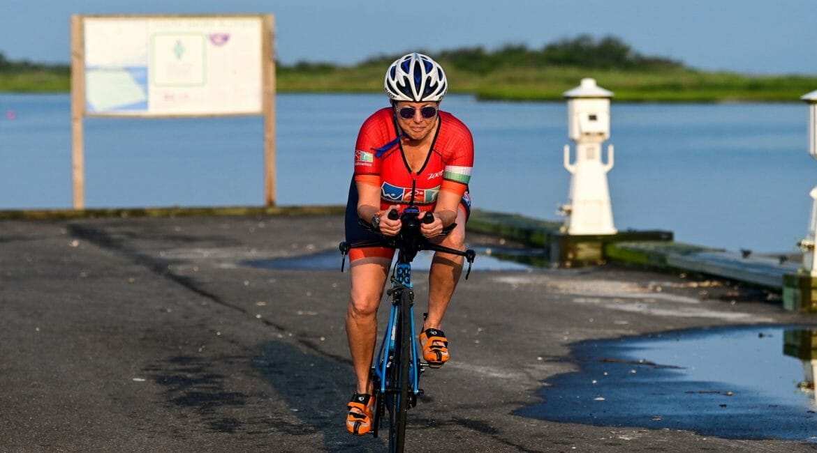 Hilary Topper on her TT bike