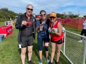 Morris, Irem, and Hilary at the end of the Montauk Relay