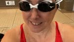 Hilary wearing FINIS smart goggles