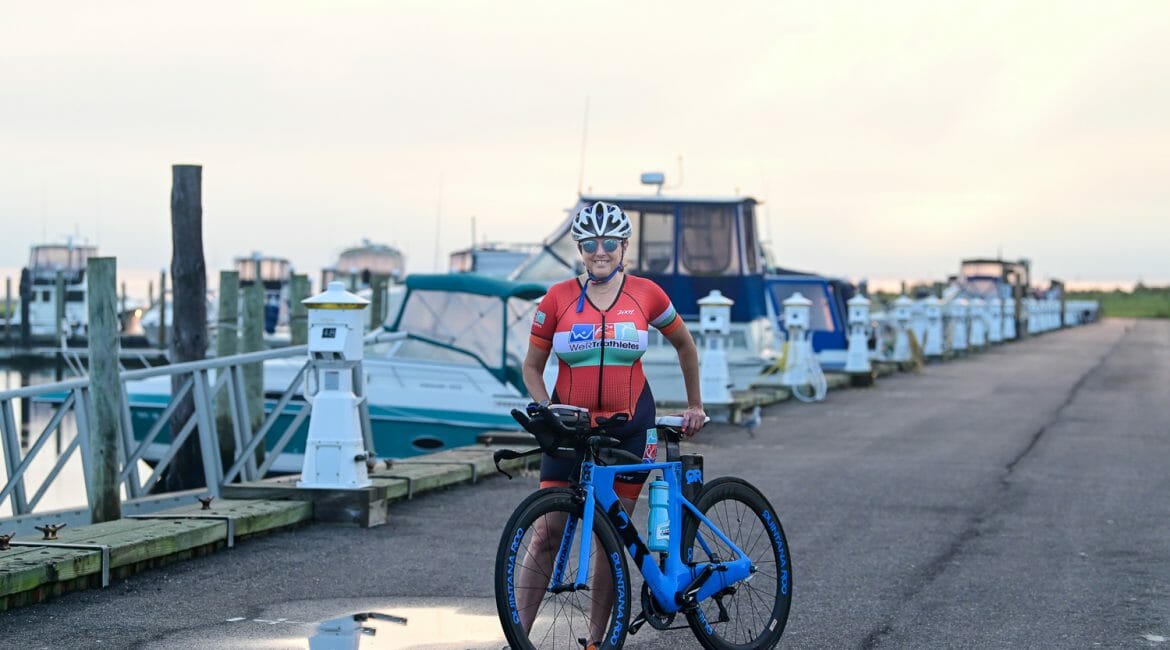 Hilary with her TT bike