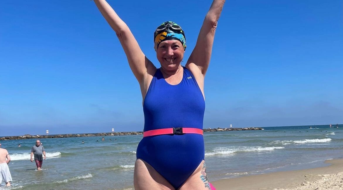 Hilary on the beach in Tel Aviv