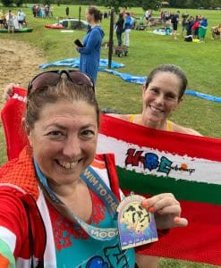 Jackie and Hilary with medal