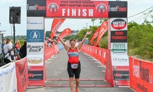 Hilary Topper finishing Mighty Hamptons Race