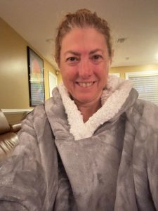 In a robe bought by Jodi Kahn