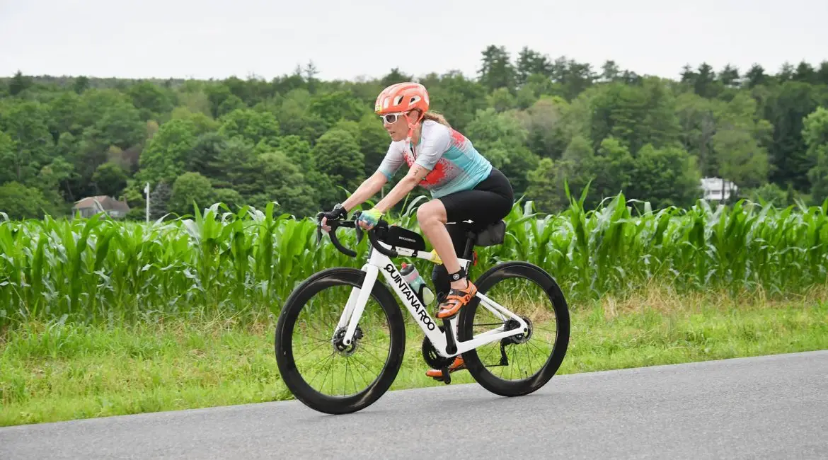 Hilary on a road bike