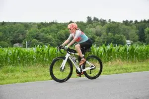 Hilary on a road bike